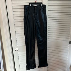 Zara black leather bootcut pants